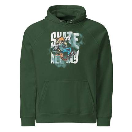 Sweat à capuche écologique Raglan unisexe - Skate all day - pimp your tee