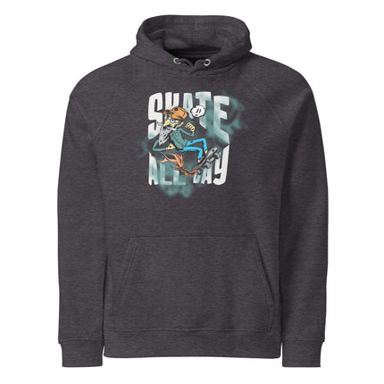 Sweat à capuche écologique Raglan unisexe - Skate all day - pimp your tee