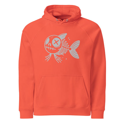 Sweat à capuche écologique Raglan unisexe - Skeleton Fish - pimp your tee