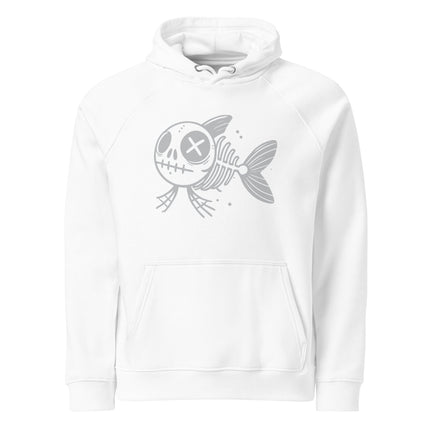 Sweat à capuche écologique Raglan unisexe - Skeleton Fish - pimp your tee