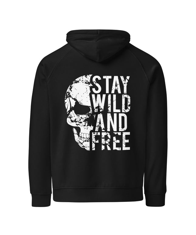 Sweat à capuche écologique Raglan unisexe - Stay wild and free - pimp your tee