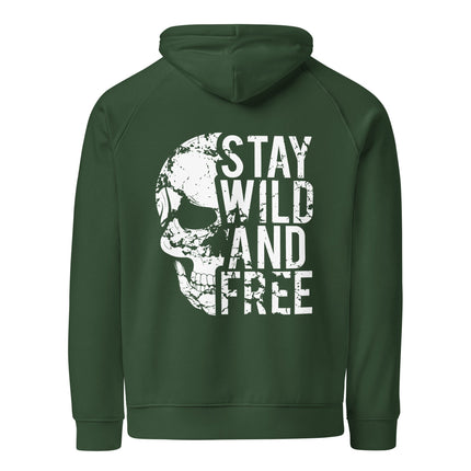 Sweat à capuche écologique Raglan unisexe - Stay wild and free - pimp your tee