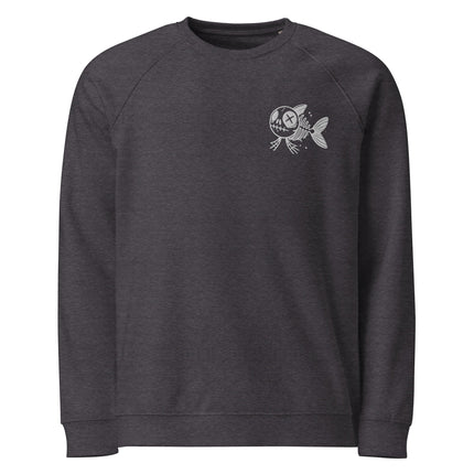 Sweatshirt écologique raglan unisexe Broderie - Skeleton Fish 2 - pimp your tee