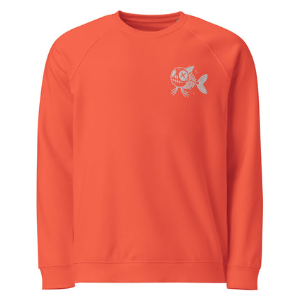 Sweatshirt écologique raglan unisexe Broderie - Skeleton Fish 2 - pimp your tee