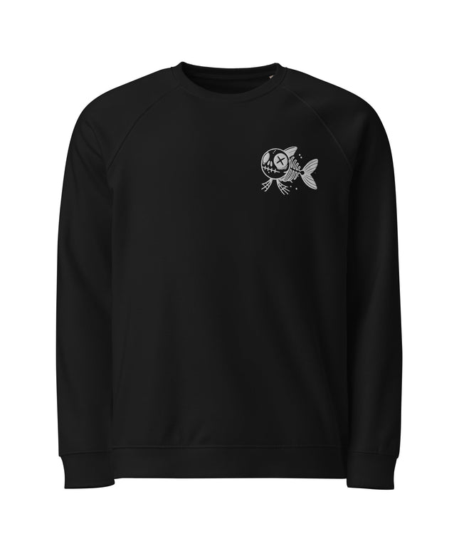 Sweatshirt écologique raglan unisexe Broderie - Skeleton Fish 2 - pimp your tee