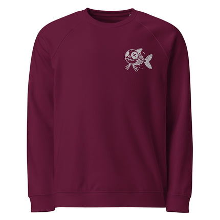 Sweatshirt écologique raglan unisexe Broderie - Skeleton Fish 2 - pimp your tee