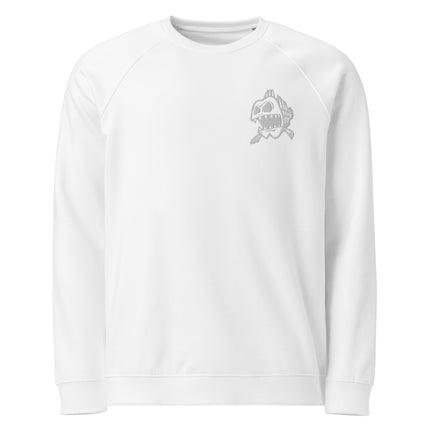 Sweatshirt écologique raglan unisexe Broderie - Skeleton Fish - pimp your tee