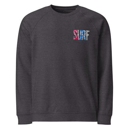 Sweatshirt écologique raglan unisexe Broderie - Surf - pimp your tee